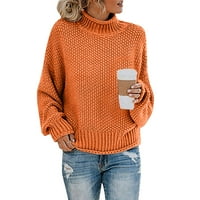 Wofeydo Žene Fall Fashion, Ženska moda Jesen Zimski plemen Duetar Debeli Thread Pulover Turtleneck džemper,