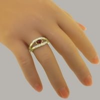 Britanci napravio 18k žuto zlato Real Pravinski Garnet & Diamond Womens BAND prsten - Opcije veličine - Veličina 8.25