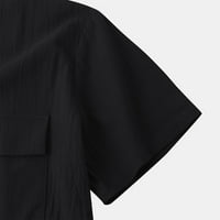Ženske vrhove kratkih rukava s kratkim rukavima Chemise casual ženske majice Henley ljeto crna 2xl