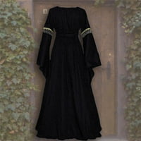 Žene oblače dužinu gležnja dugih rukava ležerna haljina maxi halter žene ljetna haljina crna 4xl