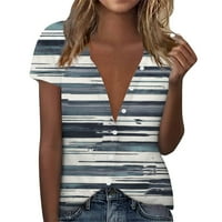 Bluze za ženske modne casual tastera za print kratkih rukava rever dvostruki bluza 2xl