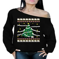 Duks smiješan božićni drvci za ženska dukserica za svoje novogodišnje božićno drvce sa džemper za ramena
