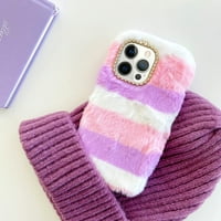 Kompatibilan sa iPhone Pro Plush Rainbow Case Luksuzno krzno Curry Slatki gradijent Fuffy Fuzzy za žene