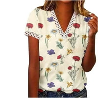 Yyeselk bluze za žene Business Ležerne prilike Ležerne prilike V-izrez kratkih rukava Košulje Trendy