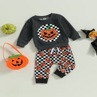 Lieramram Baby Toddler Boy Halloween Outfits Meseci 2T 3T PUMPKIN PRINT dugim rukavima i hlače za pantalone