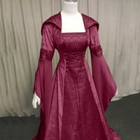 Baberdicy Jedrine haljine s kapuljačom duge gotičke ženske duljine podne haljine rukave modna haljina ženska haljina vina xl