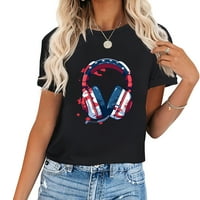 Usflag slušalica Cartoon Funny Gamer poklon modna modna ženska majica sa upečatljivim grafičkim otiskom