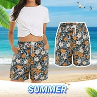 Ženske hlače Ležerne kratke hlače Ljeto udobno plaže kratke hlače Elastični struk cvjetni print sa džepovima