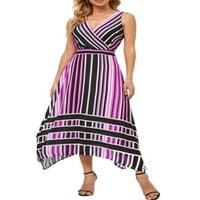 Bomotoo dame haljine prugaste ljetne plaže sandress v izrez duga haljina havajska violet 5xl