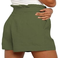 Sanviglor Women Mini pantalone Gumb High Squik dno Kratke hlače Ruched Hratke Beach Green 3xl