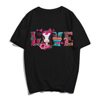 Ljubavna krava majica Ženske mljekarne košulje Casual Graphics Ljetni vrhovi Poklon Tee Crna XX-velika