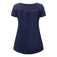 Modni vrhovi za žene čvrste boje modni jednostavni V bluzi za bluzu na vratu casual majica s kratkim rukavima