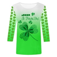 Žene T majice - Izrez za izrez Leisure vrhovi St Patrickov dan Vintage Slim vrhovi Štampani pulover