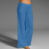 Wendunide casual pantalone za žene, ležerne pune pamučne posteljine elastične strukske vučne struke