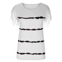Smihono ženske modne tunike T-majice Save Save Big Stripe Print Tes Tees Trendy Summer Odjeća Crew Majice