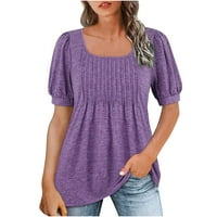 Prodaja čišćenja ženskog vrhova Gathrrgyp ispod 5 dolara, ženska modna casual čvrsta boja naborana košulja