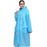 PXIAKGY jakna za gumb sa kapuljačom odraslih sa džepovima kišnica Uni kiša Tinejdžeri modni kaput za ponovno punjenje kišobrana Plava + XL