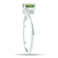 Ženski zeleni ametist i dijamantski tierra prsten u bijelom zlatu od 10k