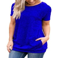 Groanlook dame majica kratki rukav Tee Crew Crt Majica Žene Ležerne prilike tunika Bluza Prevelike pulover u boji Crna 4xl