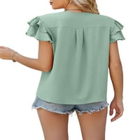 Colisha Women majica kratki rukav majica Solid Boja Ljetni vrhovi Mekani plaža V izrez Tee Green XL
