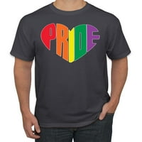 Rainbow LGBTQ Gay Pride Heart LGBT Pride Muška grafička majica, Drveni ugljen, 2xl