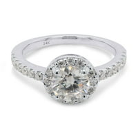 CT. T.W Centralni okrugli laboratorij koji je kreirao Moissine Diamond Solitaire Halo Angažman prsten za žene u 14K solid bijelo zlato -5.5
