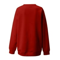SNGXGN Žene Pola zip obrezane duksere povremeni preveliki pulover s kapuljačom s džepovima Grafički duksevi za žene, crvene, veličine m