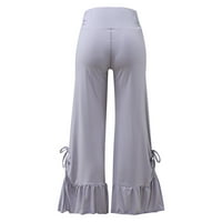 Ketyyh-CHN radne pantalone za žene plus veličine ravno nogu pant za pantske hlače široka noga siva,