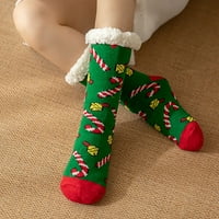 Čarape za muškarce Božićne žene Pamučne čarape Print Deblje kat čarape Tepih čarape Zelene čarape