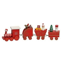 Božićni drveni vlak svečani ukras santa claus snjegović Početna Xmas poklon dekor crvena