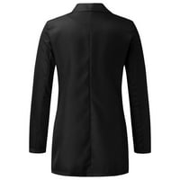 Outfmvch odijela Ženski Blazer Womens Pocket Office Blazer pukotina prednji kardigan jakna Radni odijelo za žene Crne S