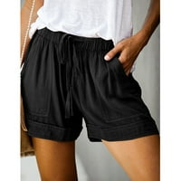 Leesechin kratke hlače za žensko čišćenje plus veličine Comfy vučna elastična struka džep labave kratke