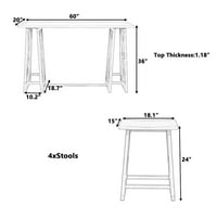 Set counter visine za trpezarijski stol za 4, rustikalni bar stol i stolice za pab kuhinja Mala mjesta,