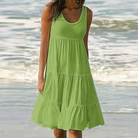 Yanhoo ženske ljetne haljine bez rukava Ležerna haljina s ljuljanjem mini haljina za plažu