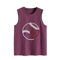 Dame Ljetna moda Solid Boja Baseball Print uzorak Vest bez rukava Top majica Labavi korzet vrhovi za