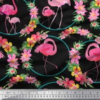 Soimoi pamučna poplin tkanina cvjetna vijenac i flamingo zanatsko plafonska tkanina od dvorišta