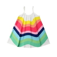 Fanvereka Toddler Baby Girl Haljina bez rukava svijetla Rainbow Stripe Print Modne ljetne haljine