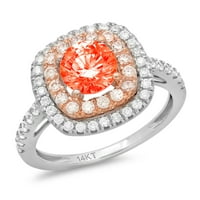 1.75ct okrugli rez Crveni simulirani dijamant 18k bijeli ružin zlatni godišnjica Angažovanje halo prstena