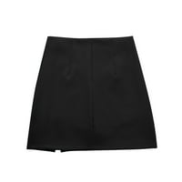 Zunfeo suknje za žene Trendy Summer Wrap Mini suknje Modni seksi Split Office HIP suknje - crna veličina XS