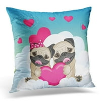 Pink Pug Valentine sa ljubavnicima Psi Životinje Jastuk jastučni jastuk