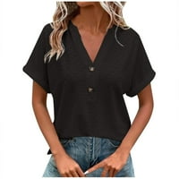 Hanas Tops majice za žene, žene, ženske kratkih rukava Dressy ljetni casual trendi šuplji bluze, crni m