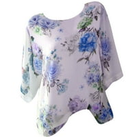 IOPQO Plus veličine za žene Women Plus size Labavi cvjetni print Slash Bluza za bluzu od pulover na vrhu majica za žene za žene