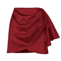 Ženska suknja Ljetna modna seksi nepravilna suknja s patentnim zatvaračem Naplačena suknja visoka struka Skraćena elastična mini suknja u boji