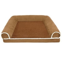 Veliki memorijski pjena za pse za krevet prekrivena kauč na kauč na kauč s uklonjivim pokrivačem za pranje - smeđa, velika