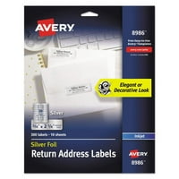 Avery Foil Mailing etikete, inkjet štampači, 0. 2,25, srebro, 30 listova, listova