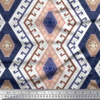 Soimoi Rayon tkanina Aztec & Ikat Kilim Print tkanina od dvorišta široko