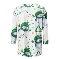 Božićne majice za žene Dressy Casual Novelty Print rukave T-majice Trendy Santa Claus Crewneck Tee Green