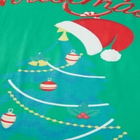 Božićna porodica pidžama postavljena zelena xmastree print s dugih rukava roditelj-dječji noćni odjećni set za djecu odrasli psi