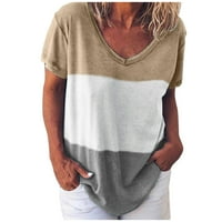 Ženske majice Cleariance Ležerne prilike Striped Print Majica V-izrez kratki rukav Tee Tuns Tunic