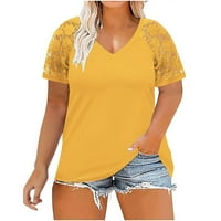 Ženska ležerna majica Jednobojna boja Majice V-izrez Loose Short rukav s kratkim rukavima Plus Veličina